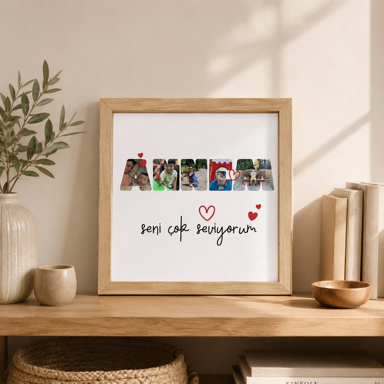 Kişiye Özel Mesajlı Kare Fotoğraf Çerçevesi - ANNEM
